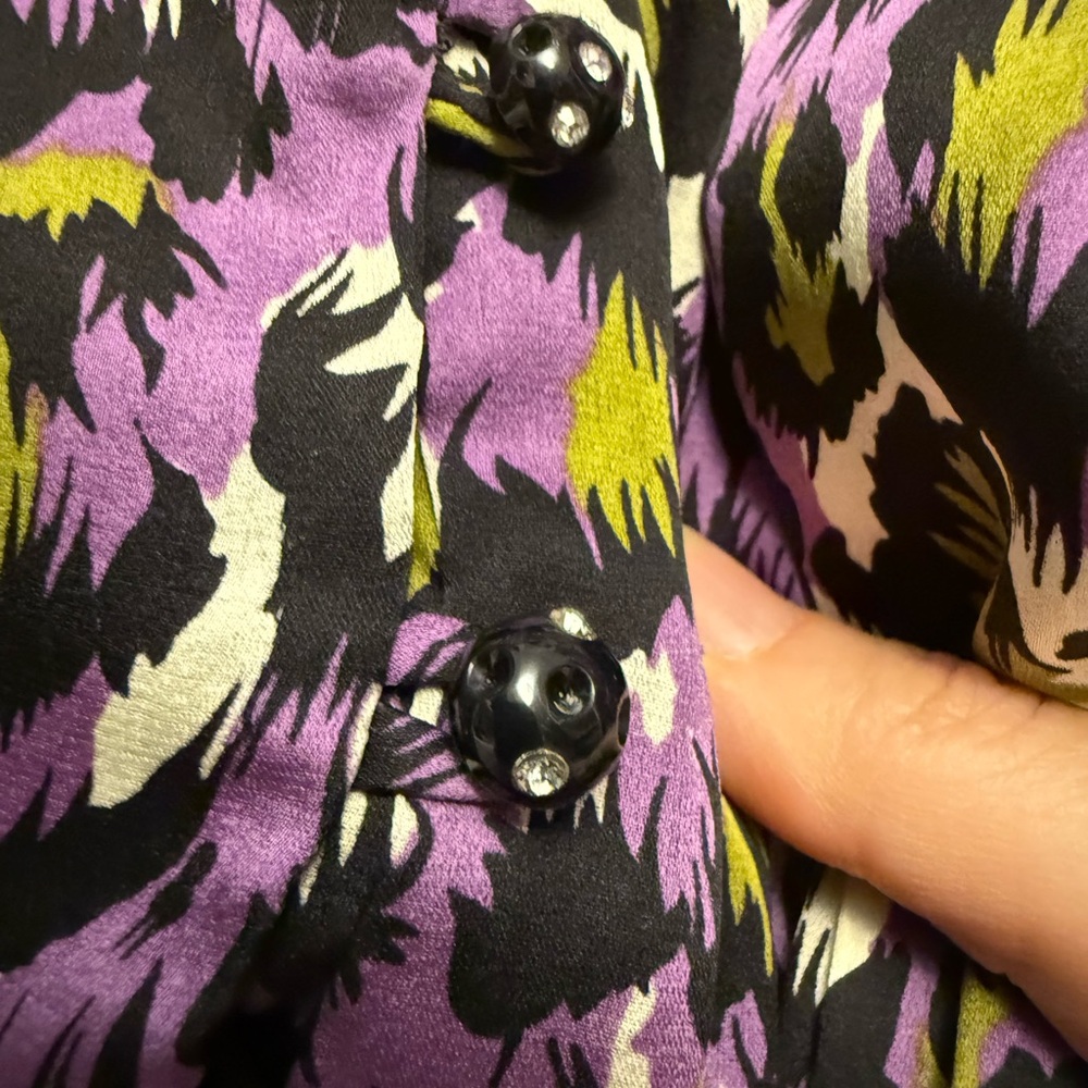 Milly of New York Silk Abstract Animal Print Ruffle Flutter Sleeve Dress 8 - Picture 15 of 16